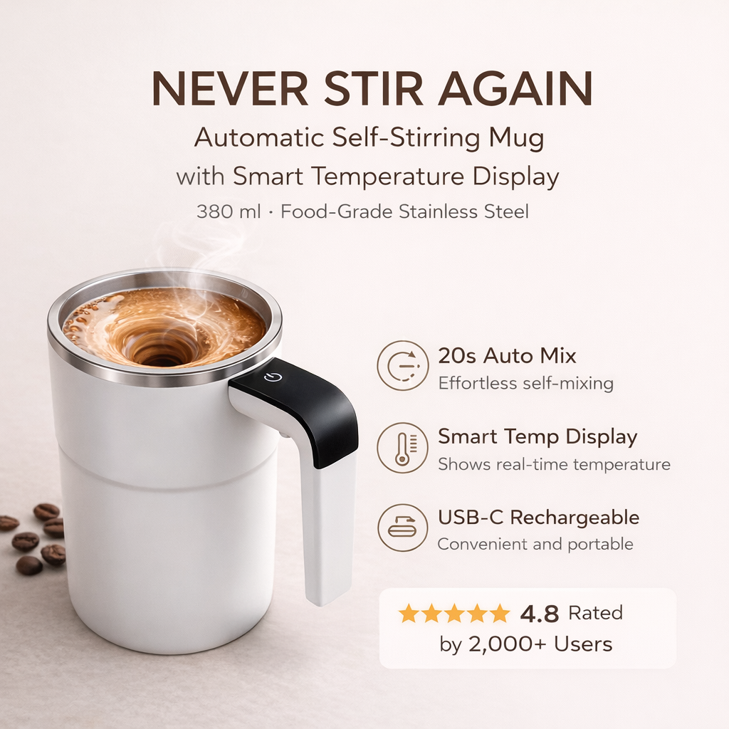 Automatic Self-Stirring Mug with Rechargeable Battery