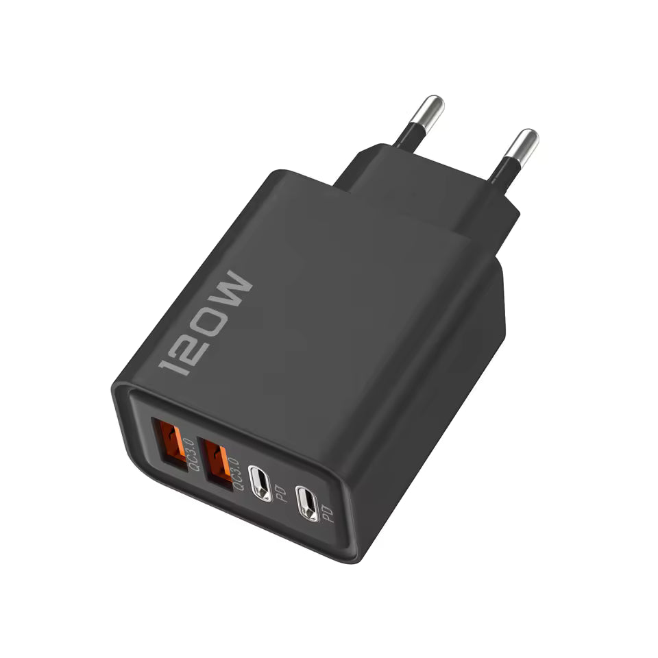 🔌 120W Universal Fast Charger (2×USB-C + 2×USB-A)