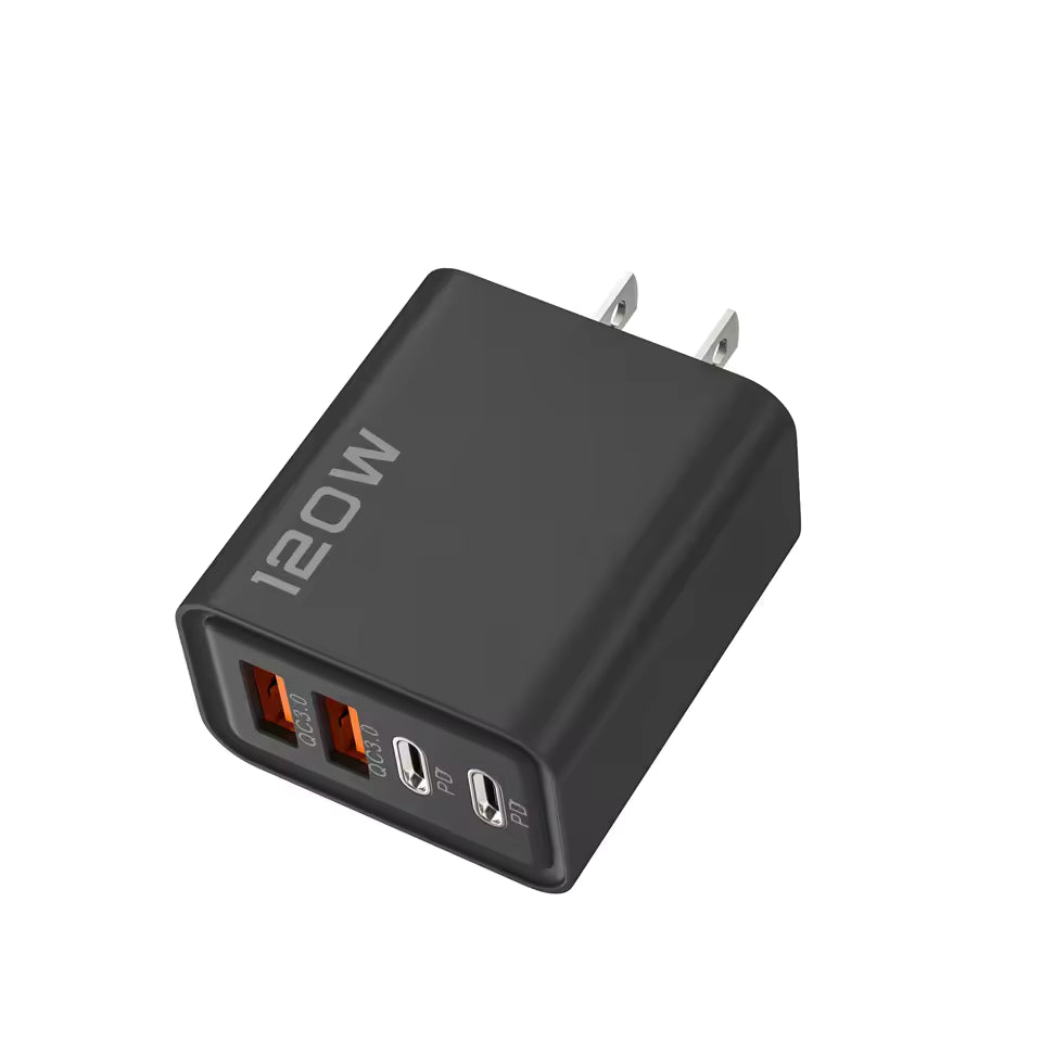 🔌 120W Universal Fast Charger (2×USB-C + 2×USB-A)