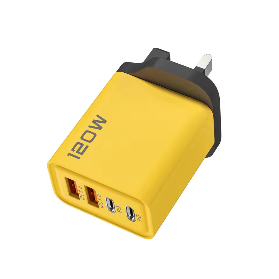 🔌 120W Universal Fast Charger (2×USB-C + 2×USB-A)