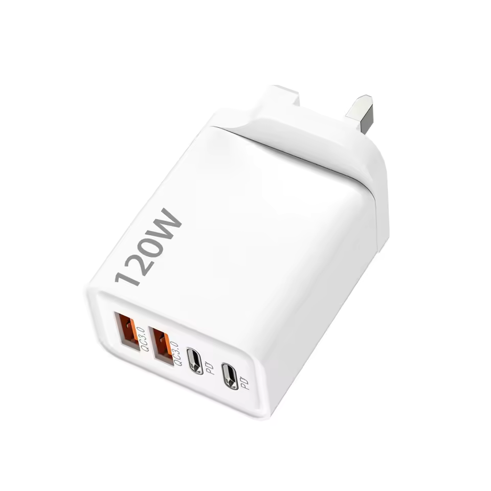 🔌 120W Universal Fast Charger (2×USB-C + 2×USB-A)
