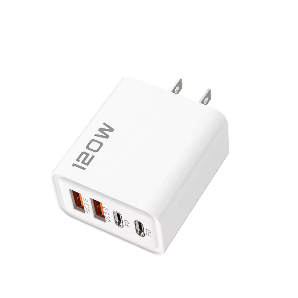 🔌 120W Universal Fast Charger (2×USB-C + 2×USB-A)