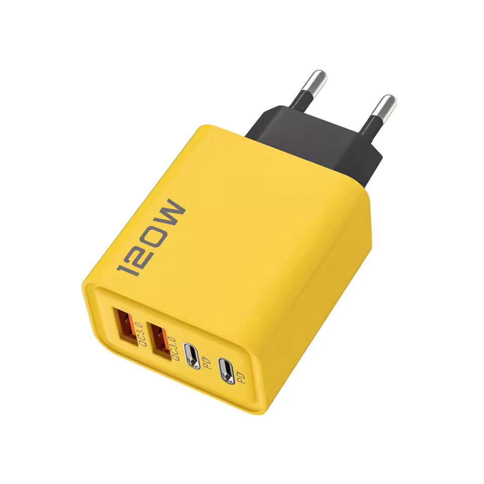 🔌 120W Universal Fast Charger (2×USB-C + 2×USB-A)